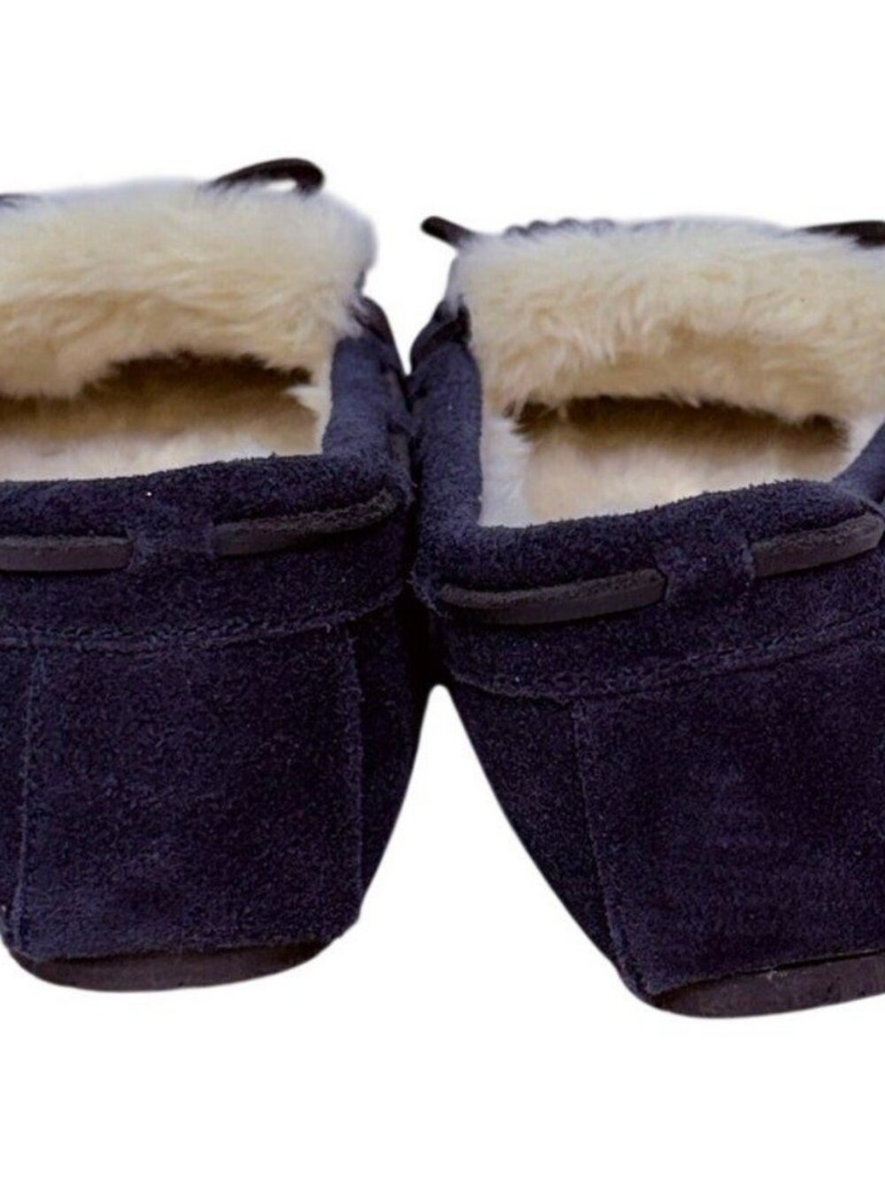 Clarks Holly Folded Tongue Navy Moccasin Slipper Faux Fur Lining Women's 7 M - Picture 4 of 8